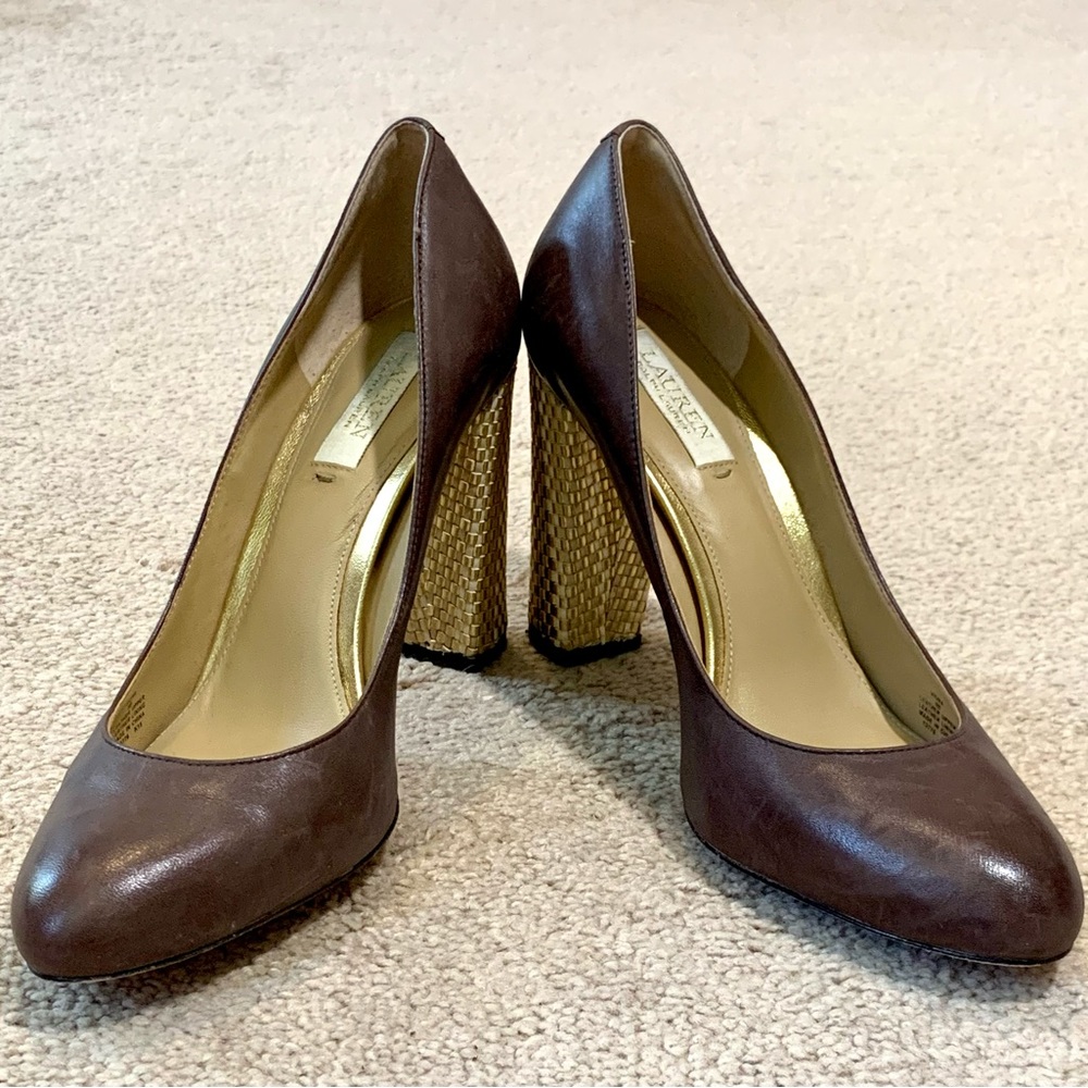 Ralph Lauren Brown Leather Pumps, Size 9 - EUC